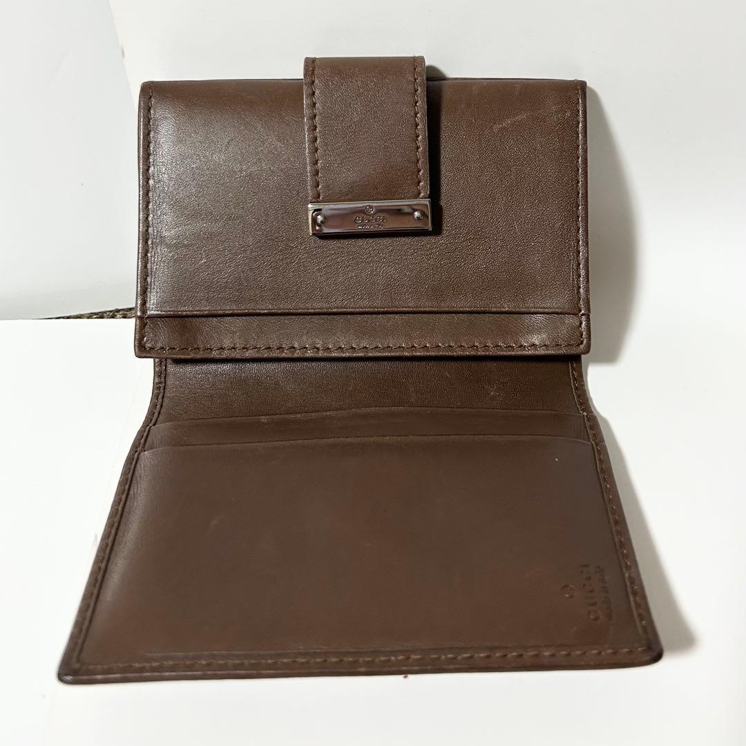 美品 GUCCI グッチ GG柄 キャンバス レザー カードケース 名刺入れ