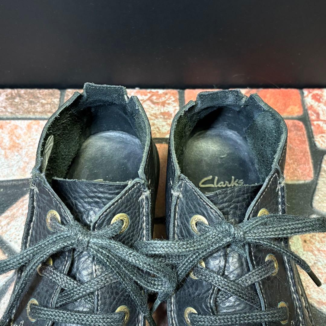 クラークス　チャッカブーツ　レザー　革靴 オブリークトゥ　シボ加工　27cm 黒