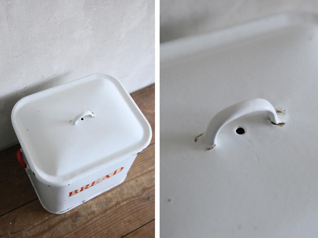 英国アンティーク琺瑯製ブレッド缶/ホーローキャニスター/米びつ(81-199-1