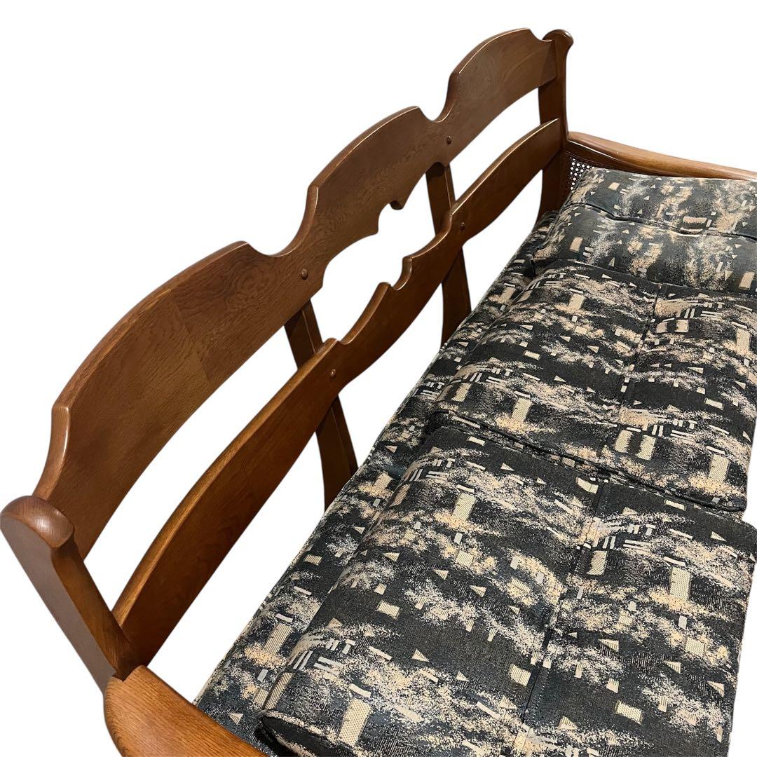 カリモク家具　コロニアル　3人掛け　オールドカリモク　ソファ　ラタン