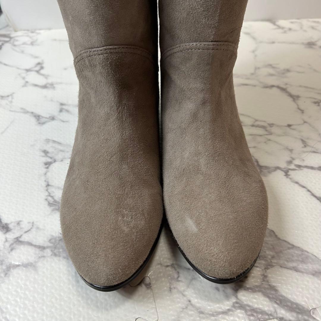 【新品】銀座かねまつ スエード ベージュ ロングブーツ 25.5