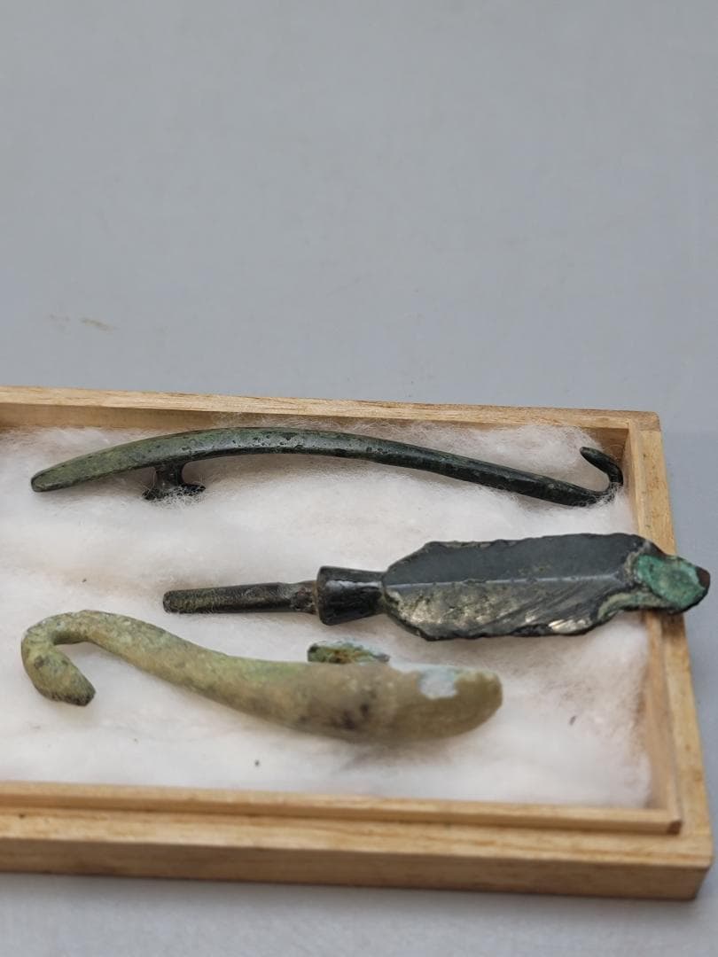 中国美術 青銅 帯駒 鏃 三件まとめて 古美術