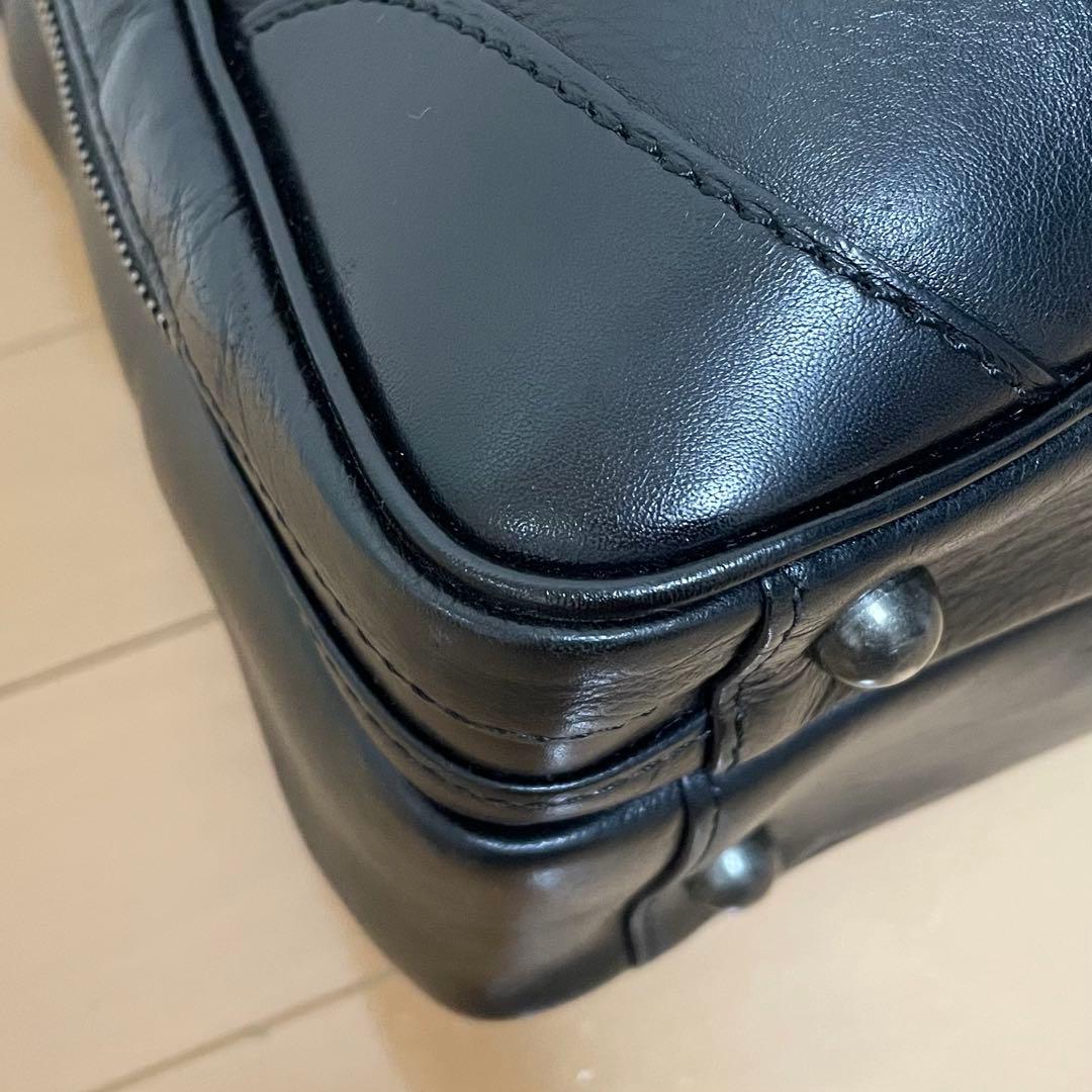 【美品】フジタカ ビジネスバッグ ブリーフケース レザー 2way 2層式 黒