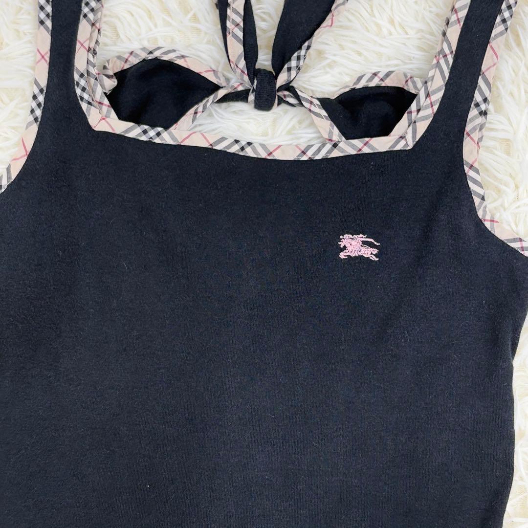 人気　バーバリーブルーレーベル　ノバチェック　リボン　キャミソール　38M 綿