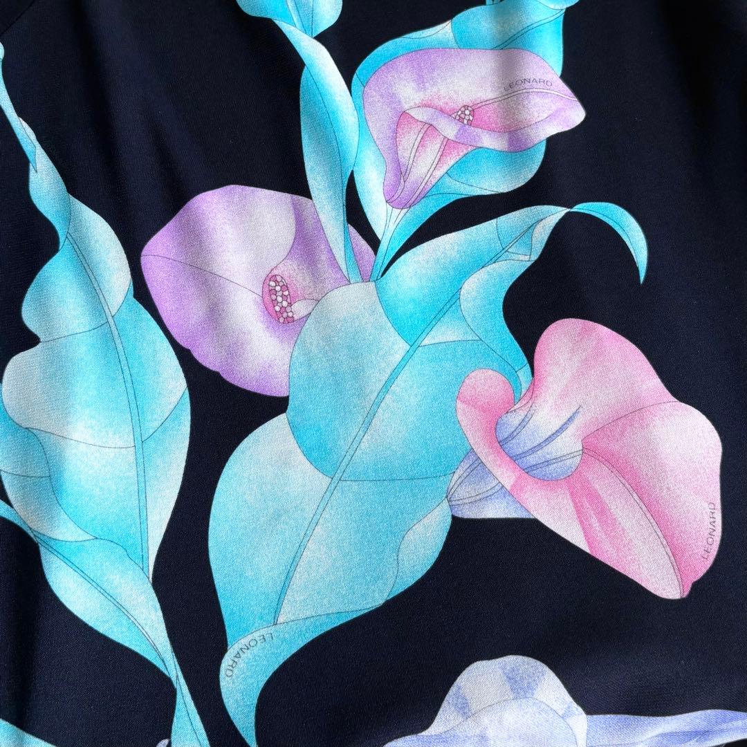 美品 LEONARD カンカン素材 ワンピース 38 花柄