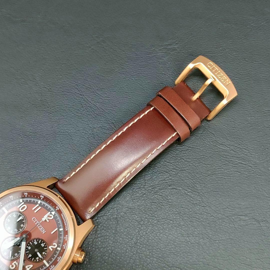 美品　CITIZEN　シチズン　ブラウン　ゴールド　レザー　ソーラー　メンズ