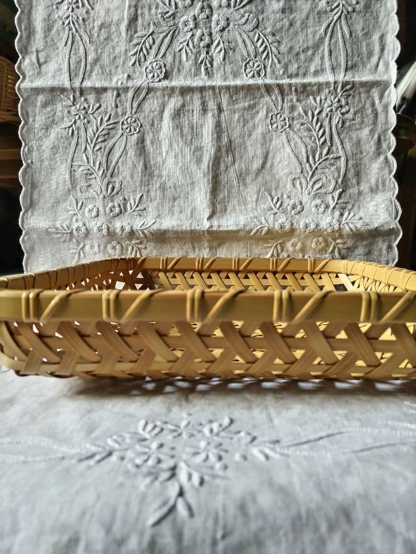 竹製 四角形 編み込み