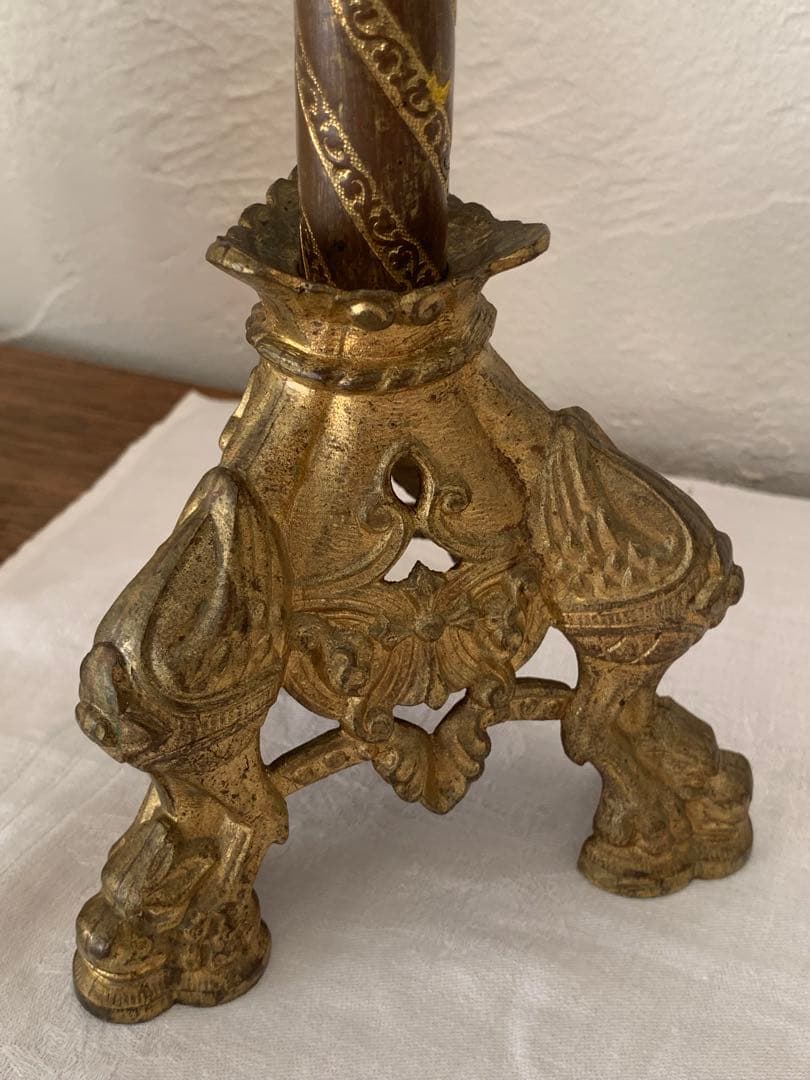 フランスアンティーク　十字架　置物　金属製　ブロカント