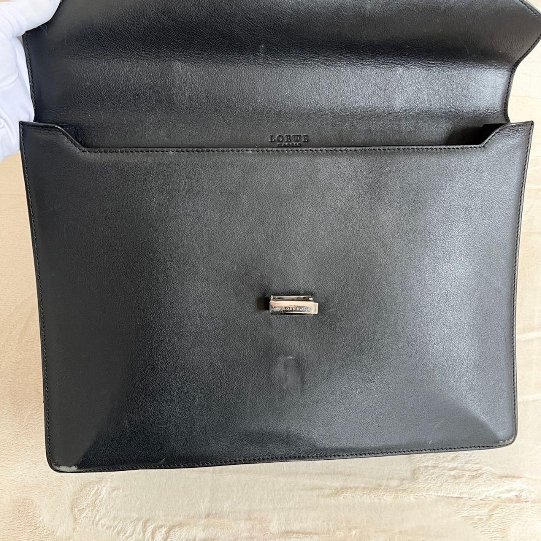 ロエベ　 ビジネスバッグ ブリーフケース ハンドバッグ 　レザー　ブラック