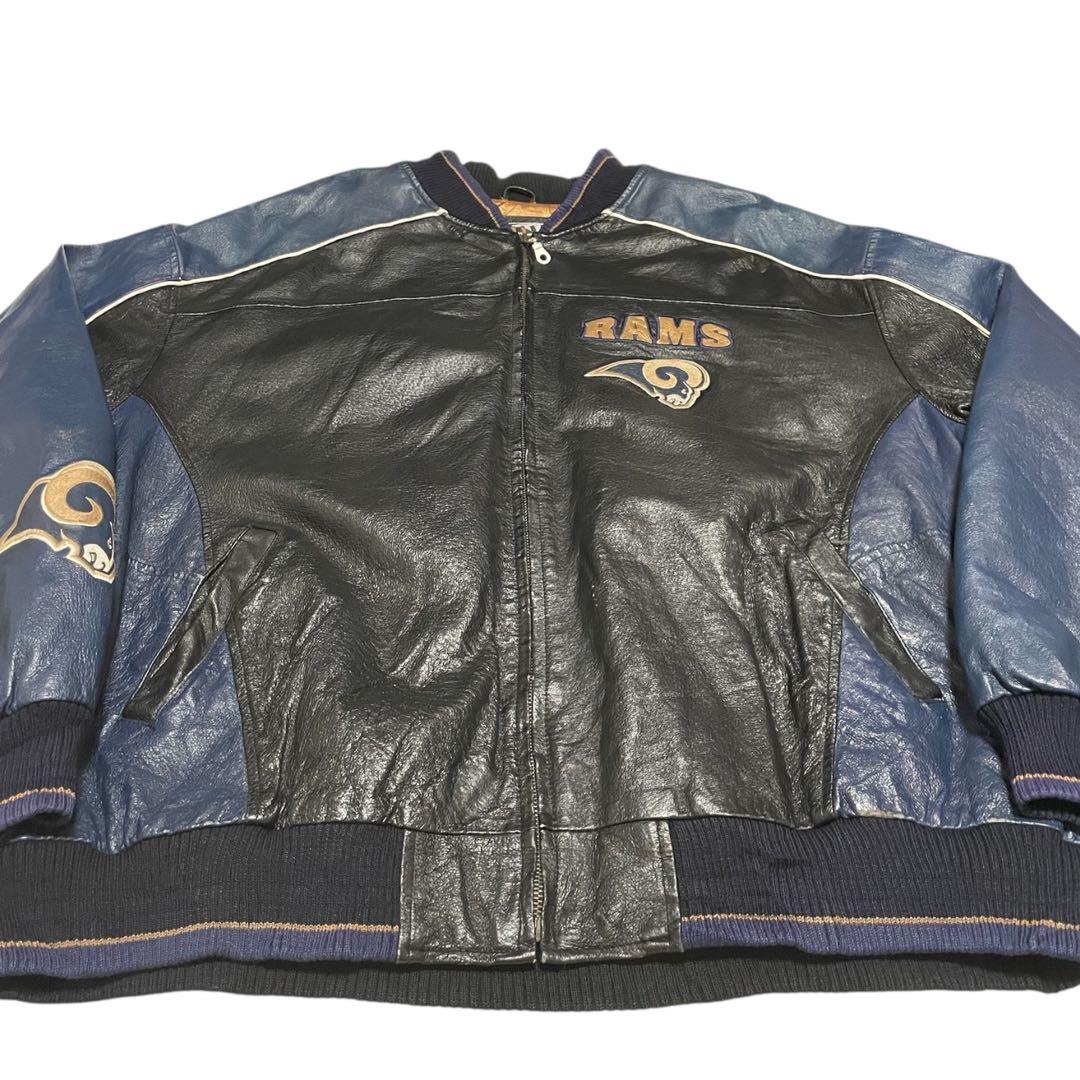 希少 90s NFL ラムズ ST.LOUIS RAMS レザースタジャン XL
