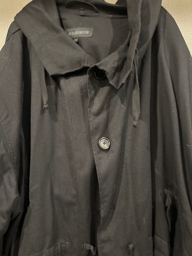 アンドゥムルメステール　オーバーサイズ フード付き モッズコート 黒