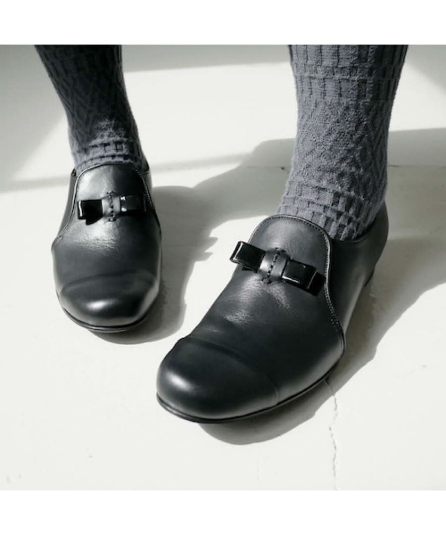 chausser ショセ＊黒　スリッポン キャップトゥ シューズ　革靴　39