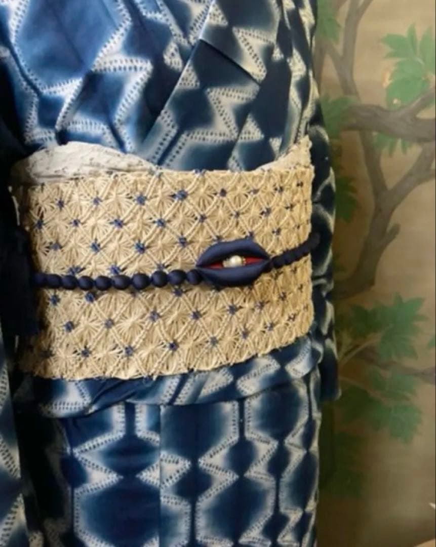 【高級】【美品】有松鳴海絞　日本製の伝統工芸士さん染め絞り 単衣浴衣