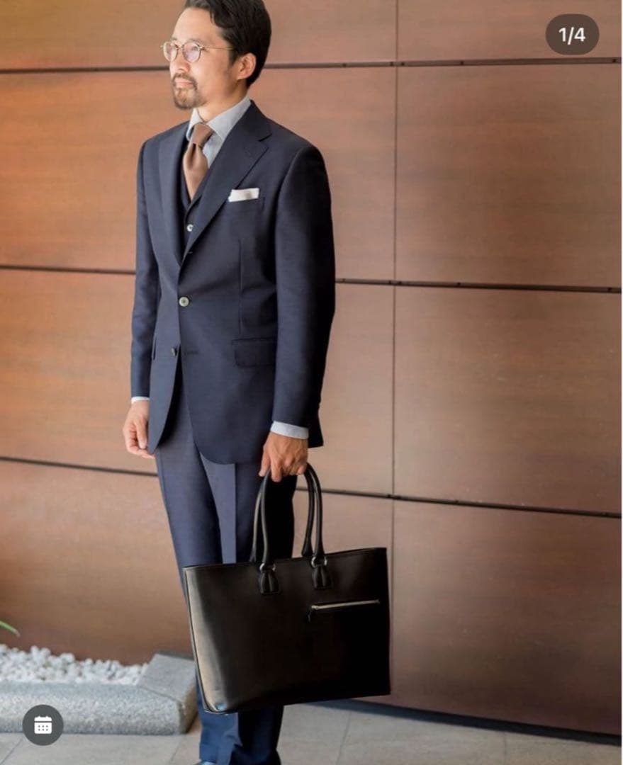 【美品】万双　双鞣和地　トートバッグ　黒