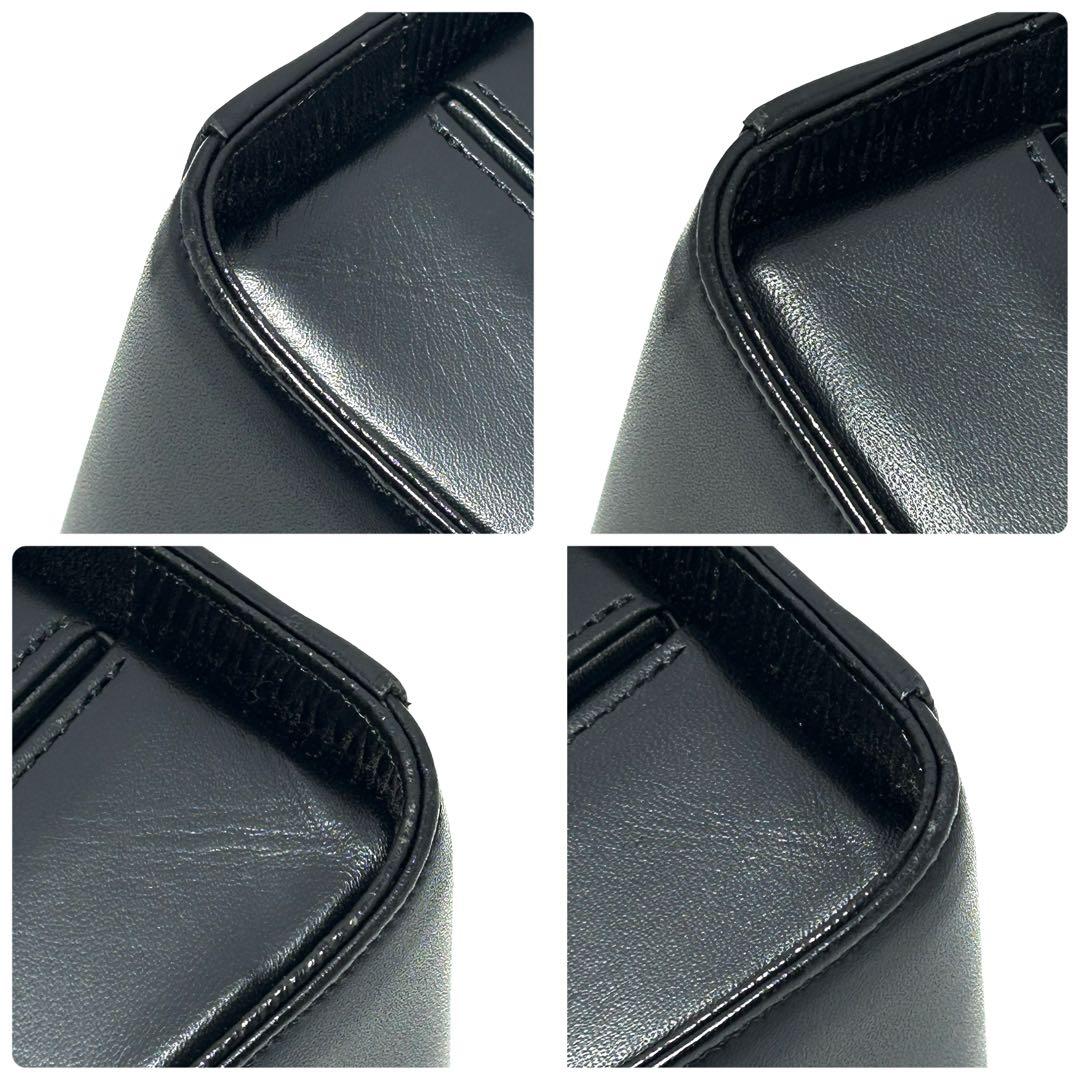 美品 ハナエモリ 2way フォーマルバッグ 黒 リボン レザー ハンドバッグ