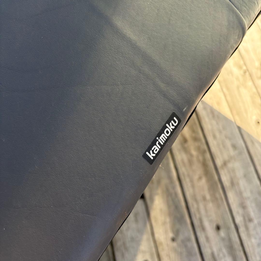 北欧レトロ カリモク 本革 1人掛けソファ 大型 ロビーチェア グレービンテージ