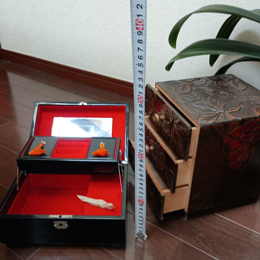 木製小物入れ 花模様・葉模様