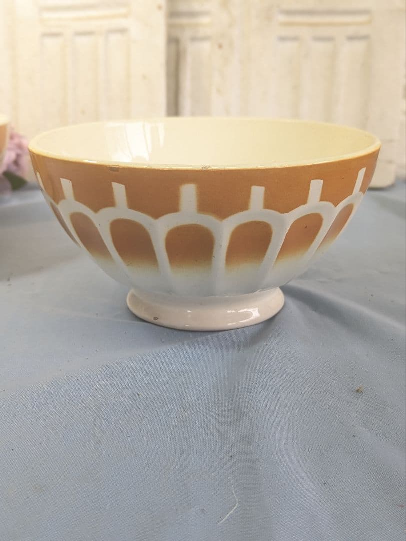 フランス アンティーク Luneville カフェオレボウル 直径15cm ペア