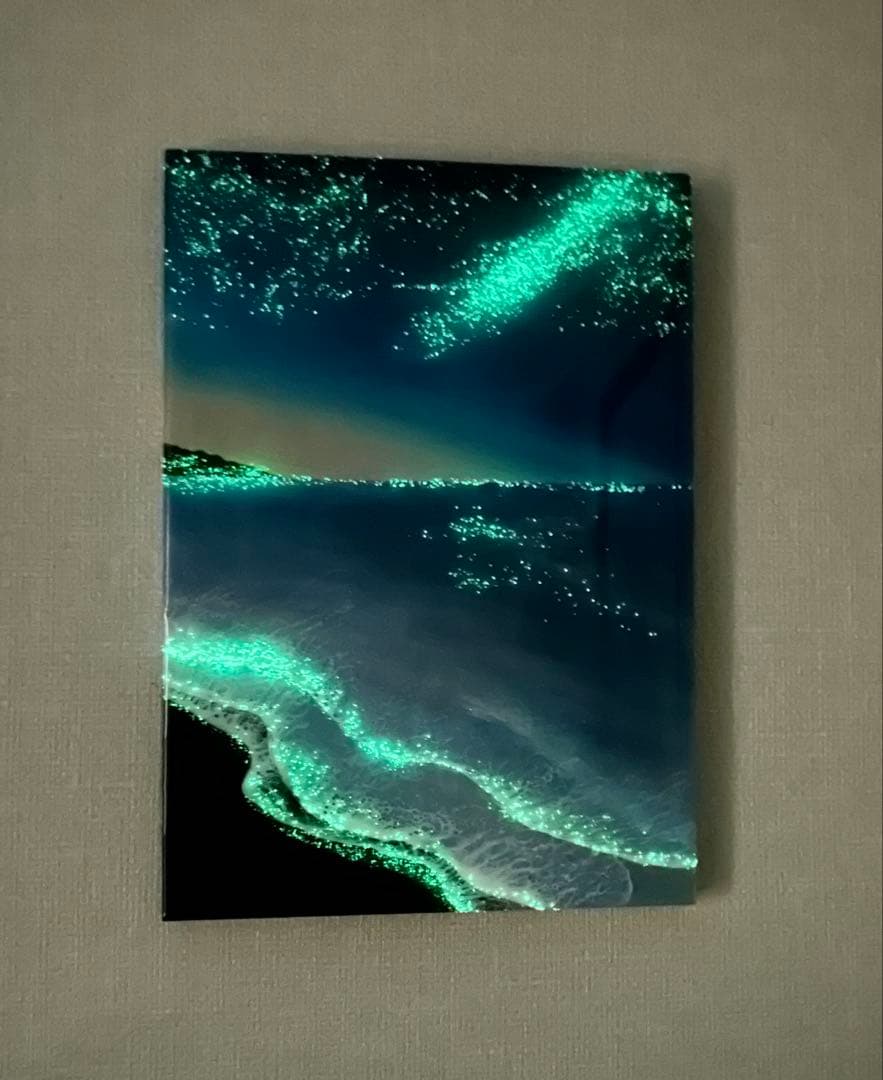 2025蓄光入りオーシャンレジンアート(A3パネル)No.11