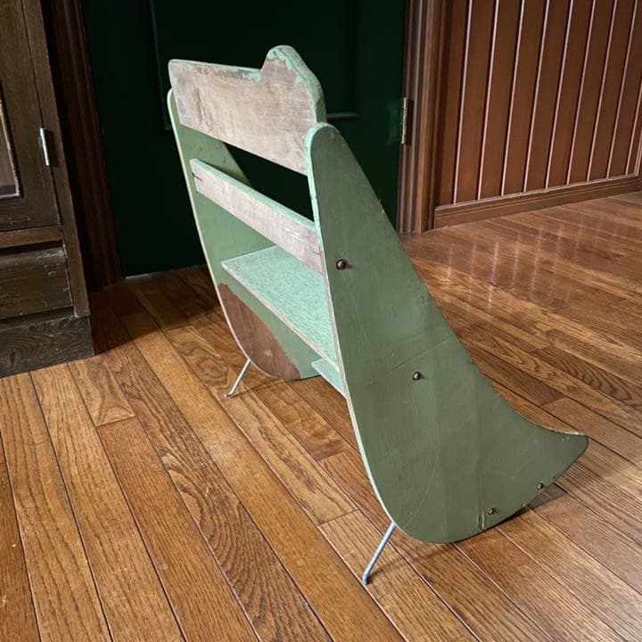 昭和レトロ　本棚　レトログリーン　古い本棚　アンティーク