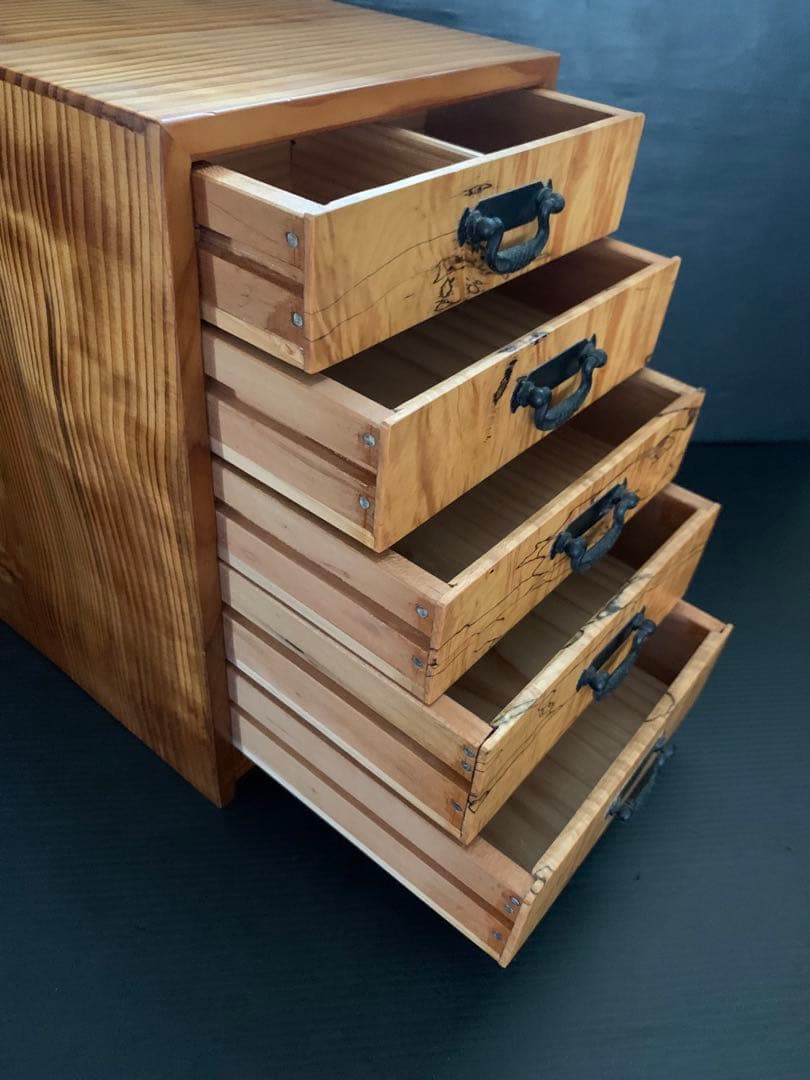 5段　小引き出し　黒柿