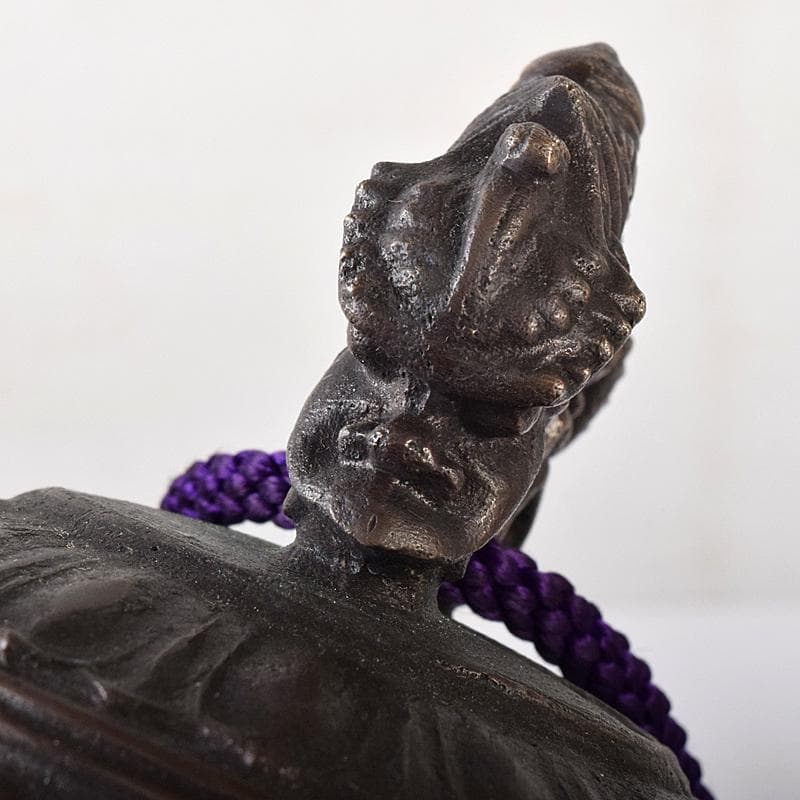 高岡銅器　晴光作　砂張　喚鐘　小槌付　共箱　M　R8443