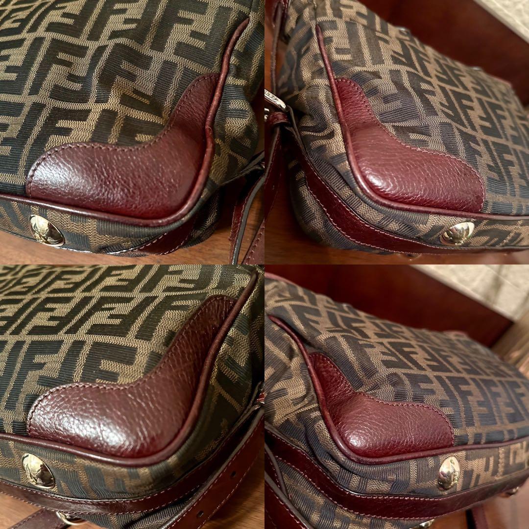 FENDI フェンディ ズッカ　2WAYハンドバッグ ショルダーバッグ ボア付き