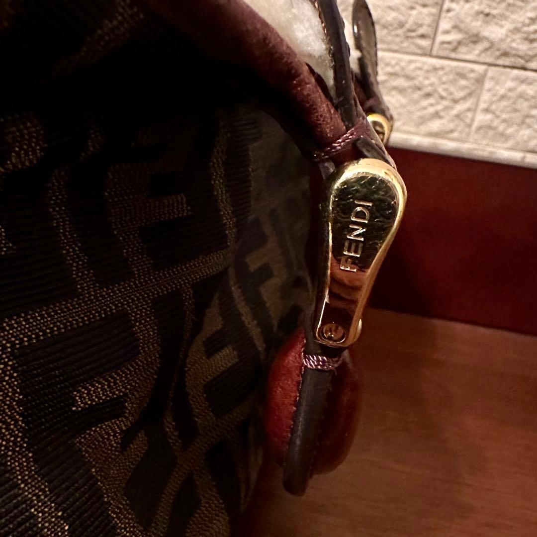 FENDI フェンディ ズッカ　2WAYハンドバッグ ショルダーバッグ ボア付き