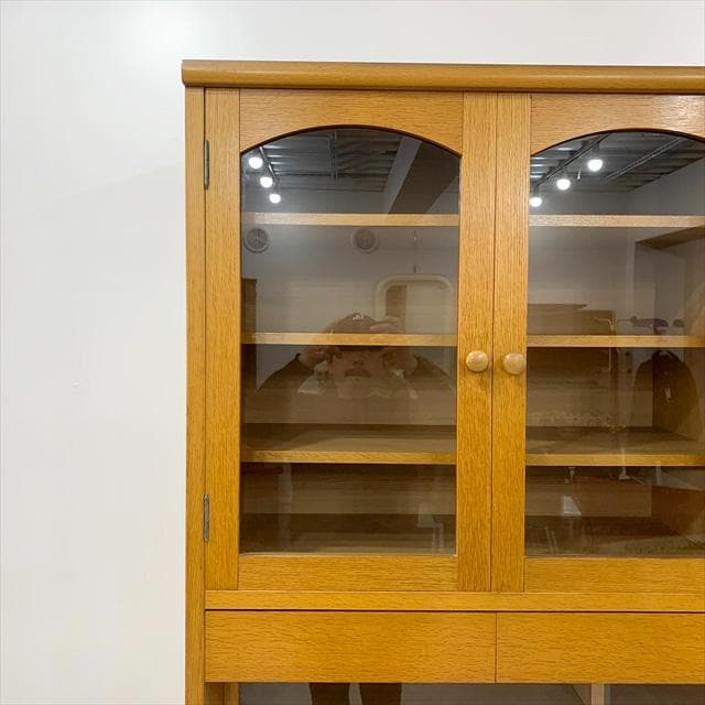 80'sヴィンテージオーク突板食器棚（カップボード）