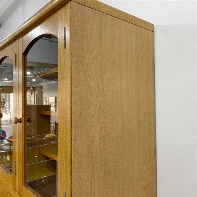 80'sヴィンテージオーク突板食器棚（カップボード）