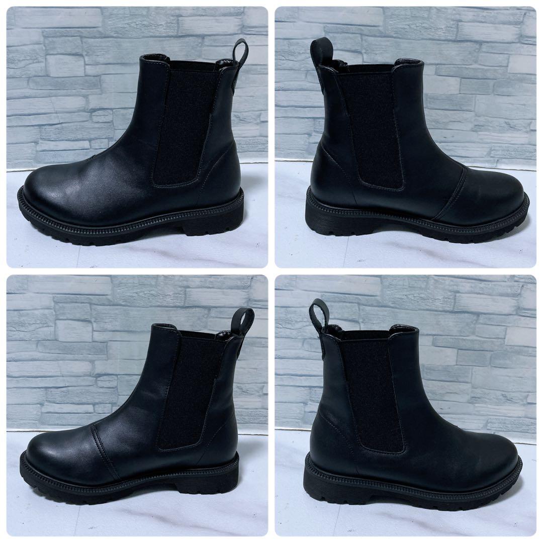 新品 RAKUNA 整体サイドゴアブーツ M ショートブーツ 外反母趾 黒