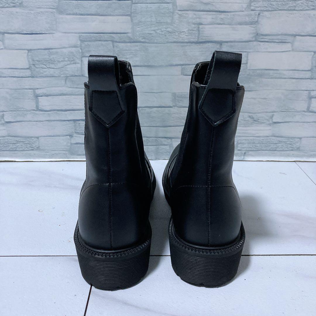 新品 RAKUNA 整体サイドゴアブーツ M ショートブーツ 外反母趾 黒