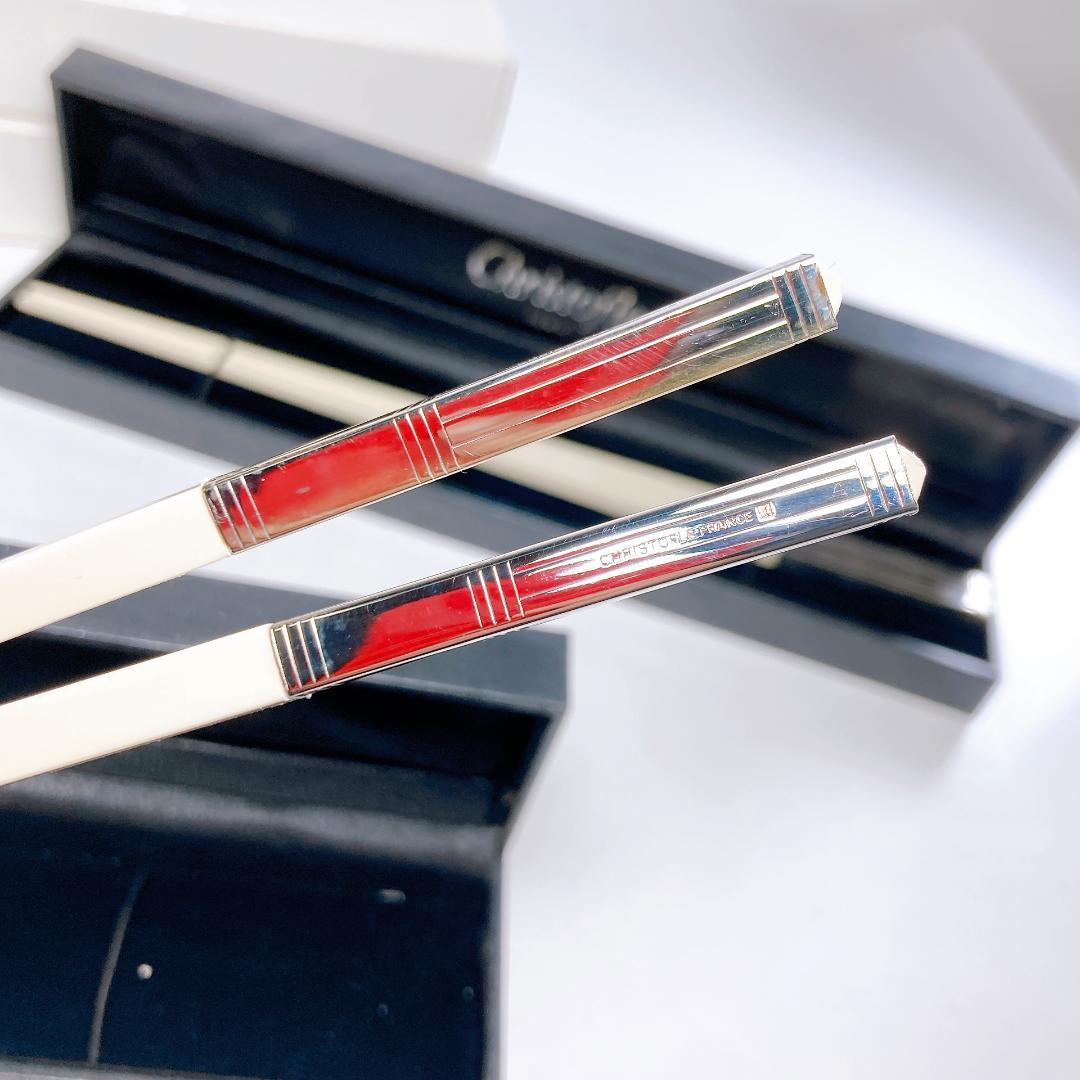 Christofle クリストフル 箸 専用ケース付き 2点 ホワイト シルバー