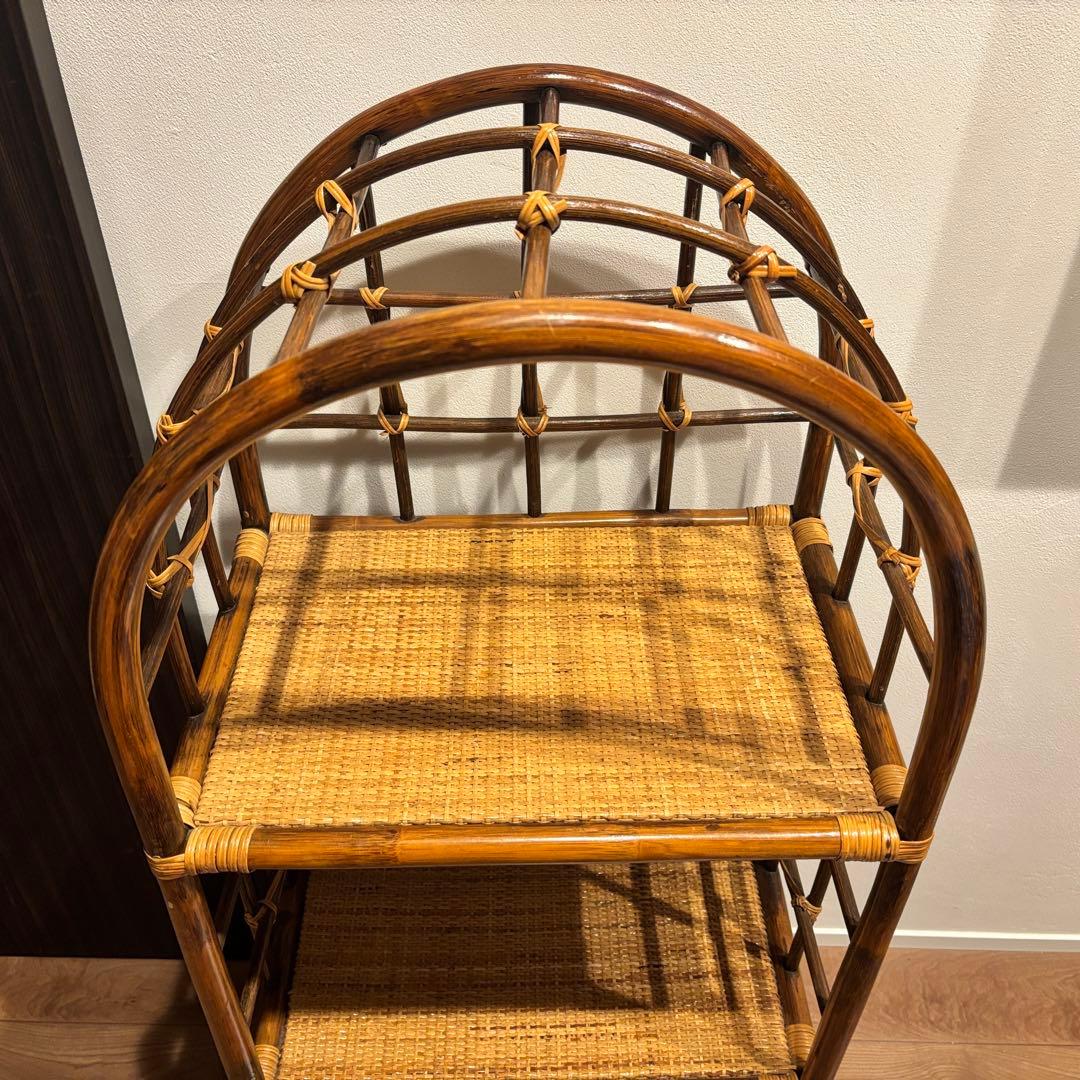 早い者勝ち‼️籐 ラタン ラック シェルフ スタンド 3段 飾り棚 置物台 大型