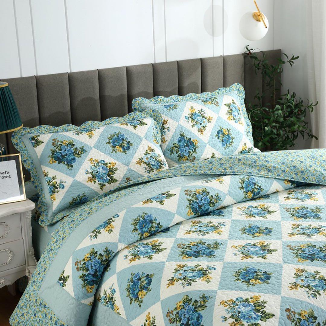 キルトベッドカバー4点セット綿マルチカバー キルティング 5099