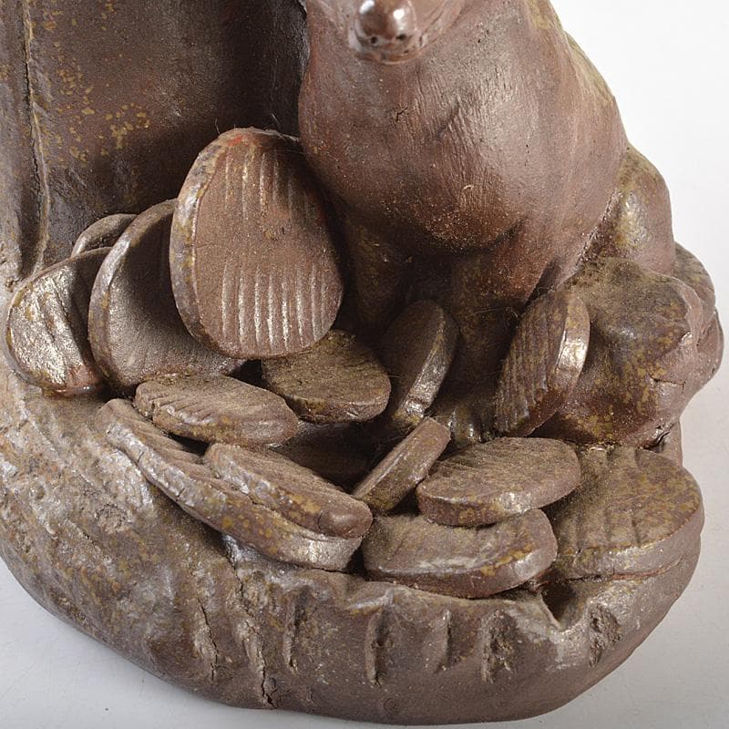 備前焼　人間国宝　金重陶陽作　犬飾り壺　花瓶　追悼30周年展冊子付　MR7258