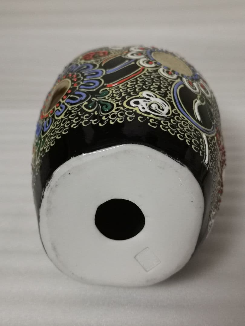 九谷焼 梟 ふくろう 6号 黒盛 縁起物 風水 置物 日本製 伝統工芸