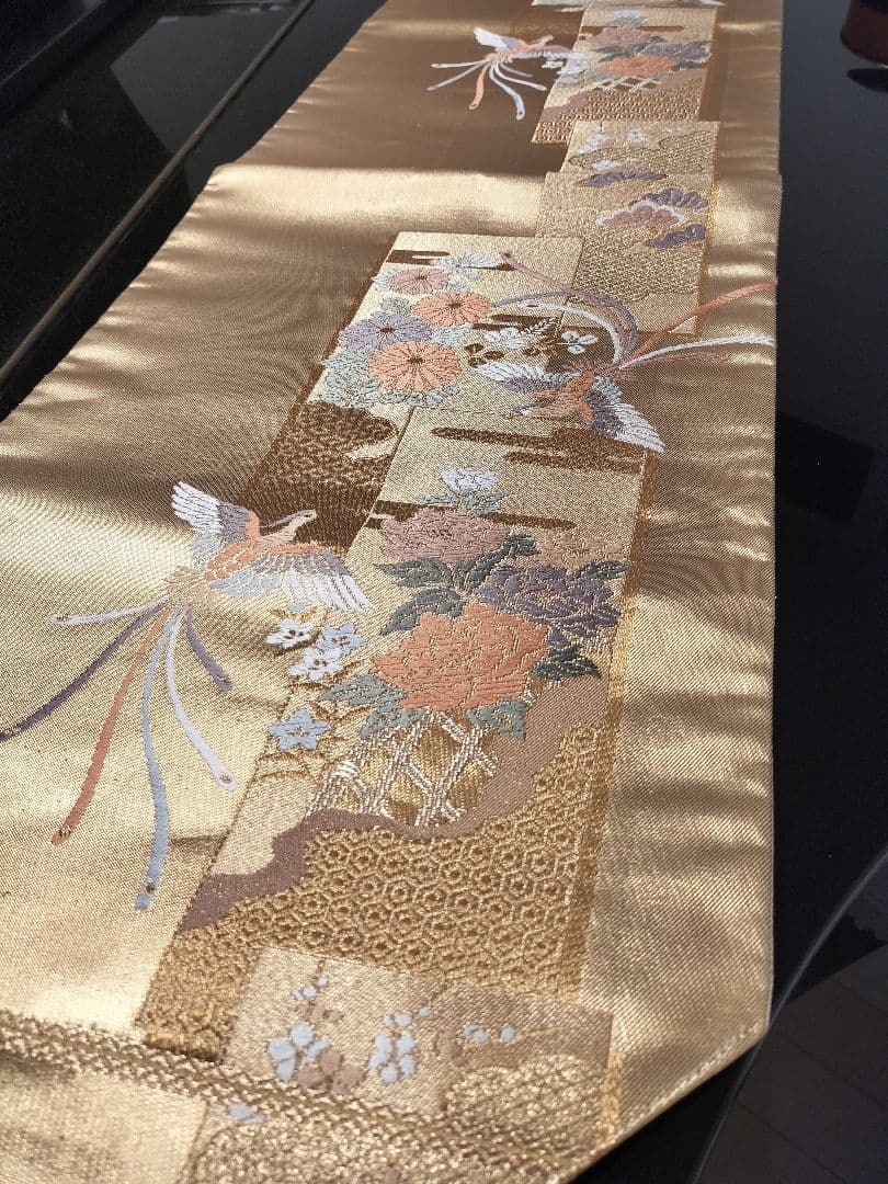 A931★逸品‼️ 24金箔‼️ひな祭り‼️正絹テーブルランナー2m16