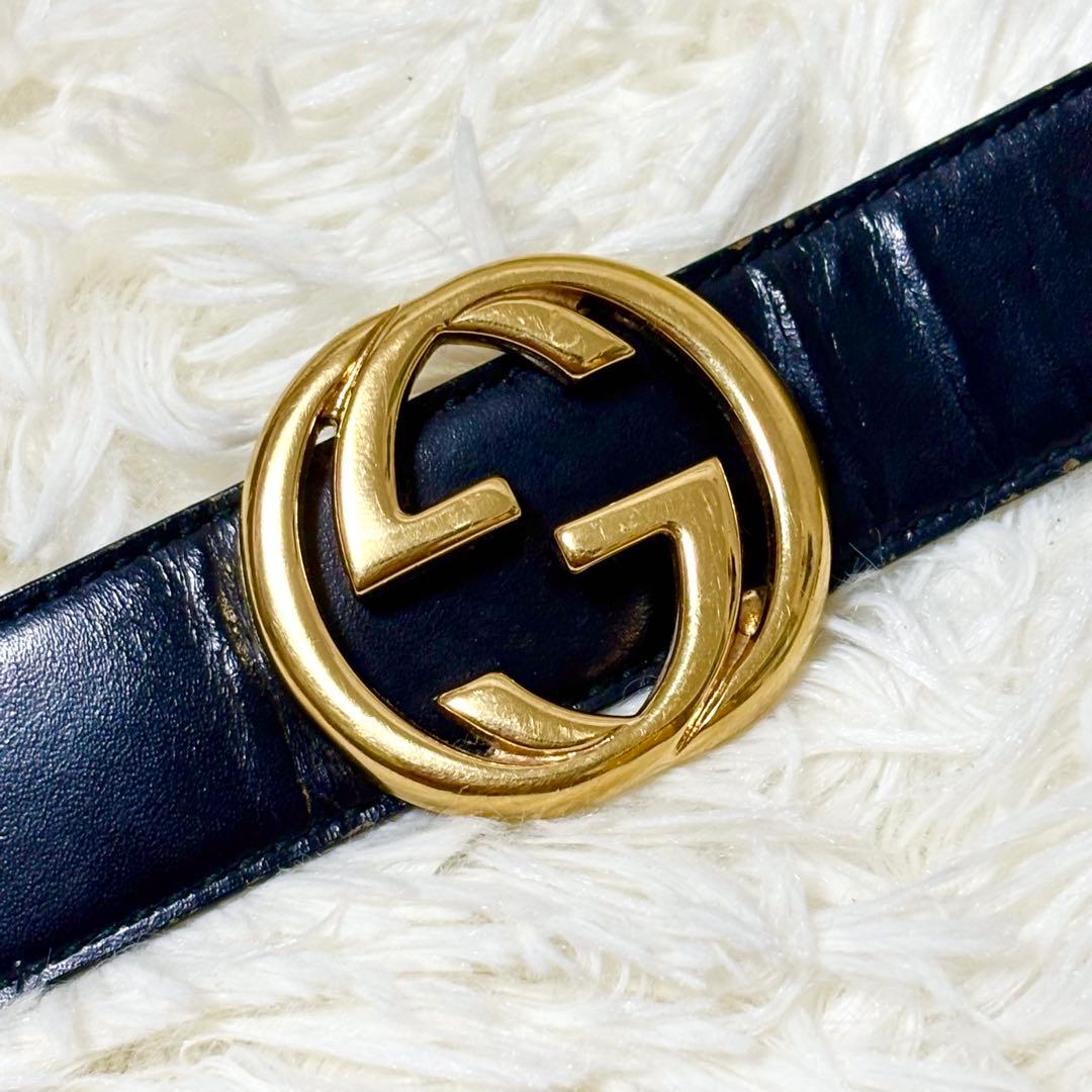 専用　GUCCI グッチ ベルト GGロゴ　レザー 本革　ゴールド　黒