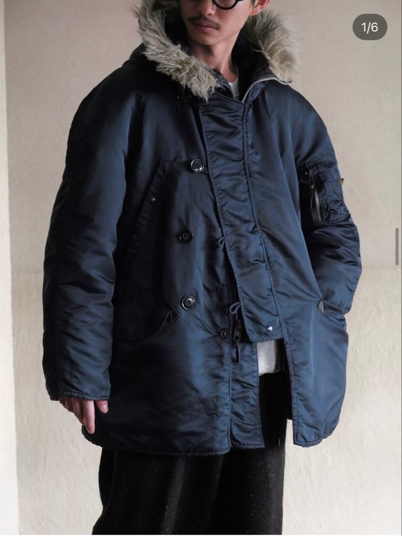 希少色ALPHA N-3B USA製 L IDEAL 90s ネイビー