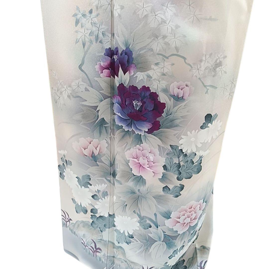 ち*る様 850 着物 袷 着丈150 付け下げ クリーム色 花柄