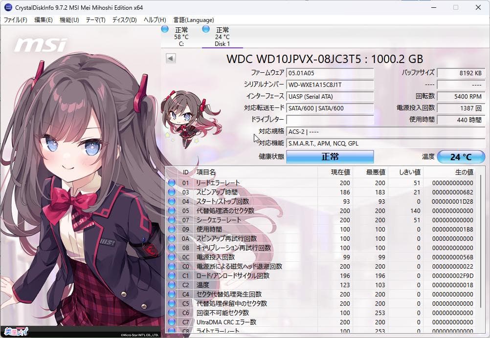 5枚セット WDC 2.5インチ HDD 1TB 厚さ9mm