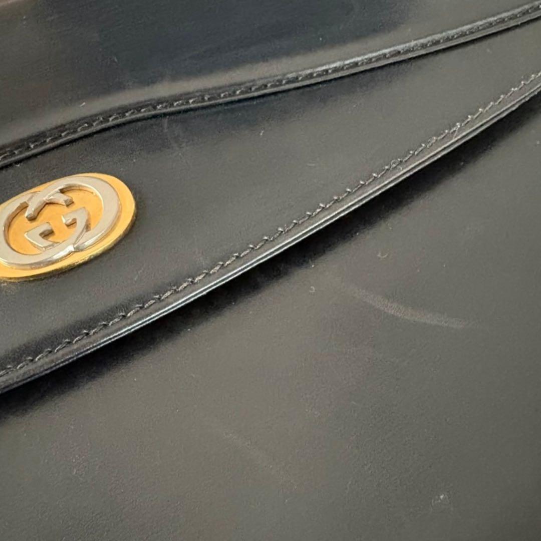 【希少】 グッチ 紋章 クレストチャーム ショルダーバッグ クラッチ 黒