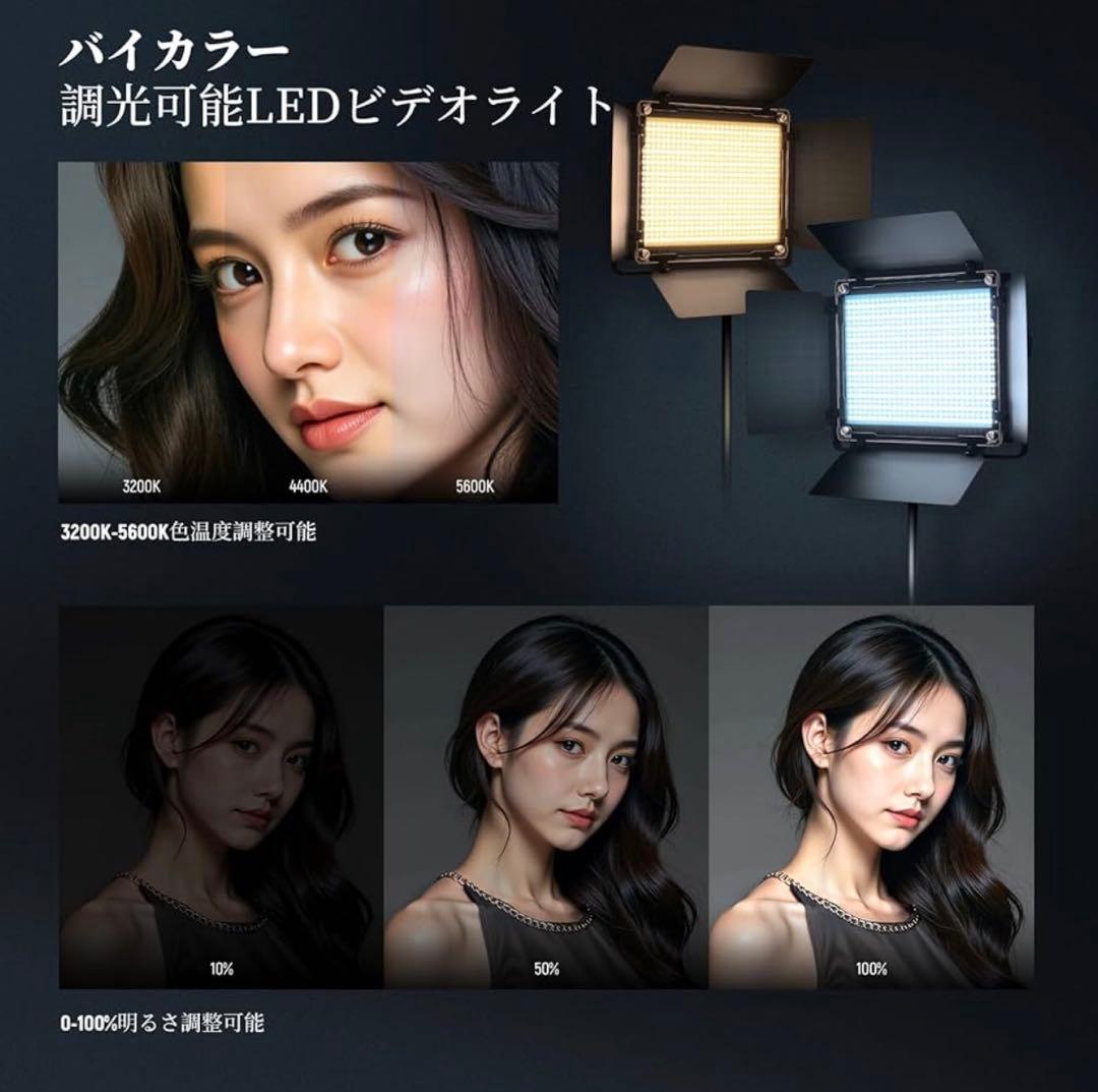 【タイムセール】NEEWER 2パック 660 LEDビデオライトとスタンドキッ