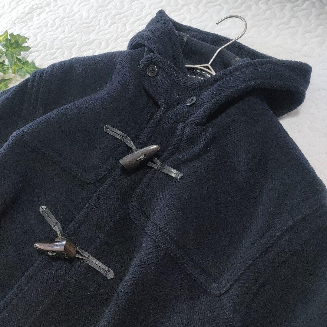 グローバーオール　英国製ダッフルコート　ヘリンボーン　ネイビー　L相当