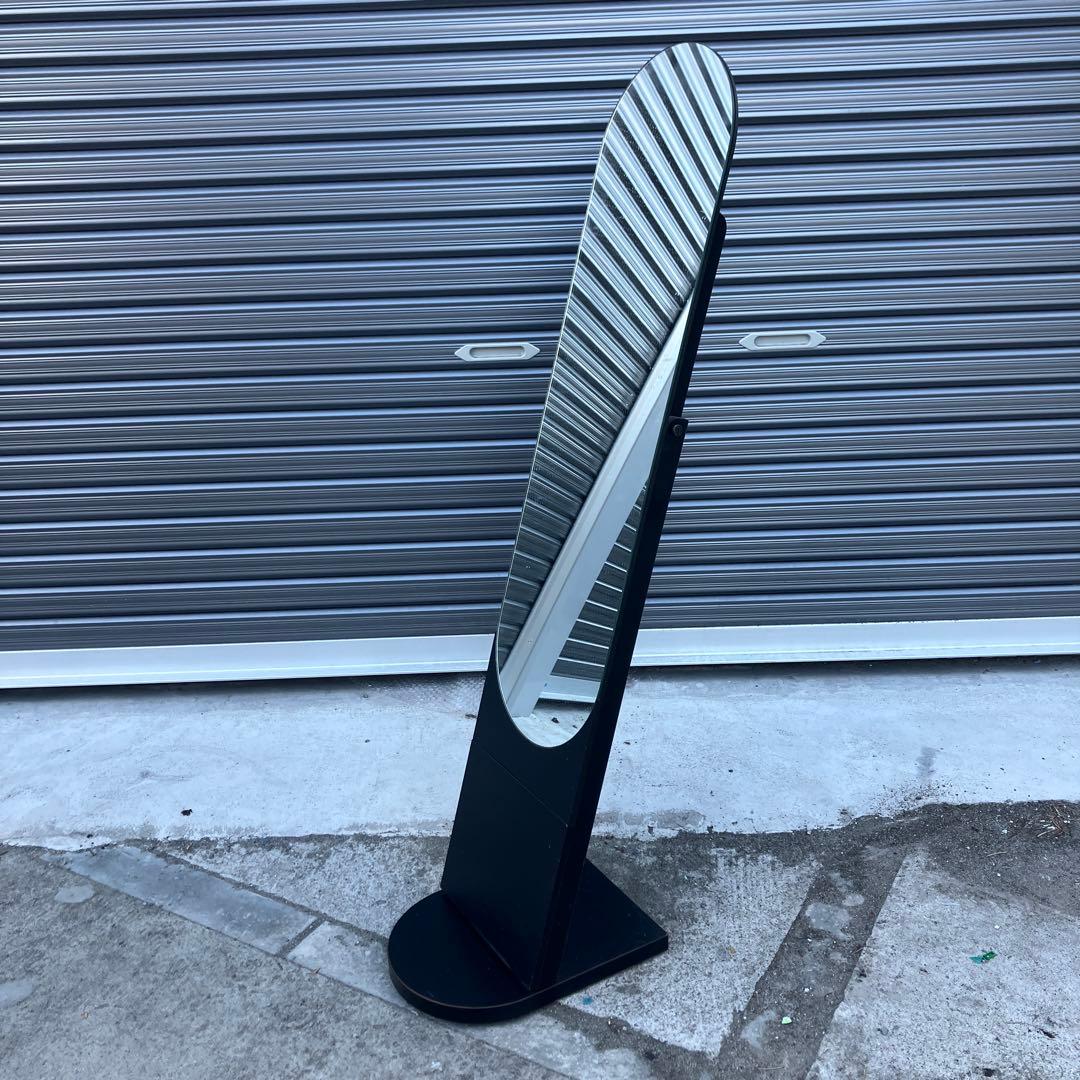 北欧レトロ 資生堂 木製フレーム 大型オーバルミラー 姿見 全身鏡スタンドミラー