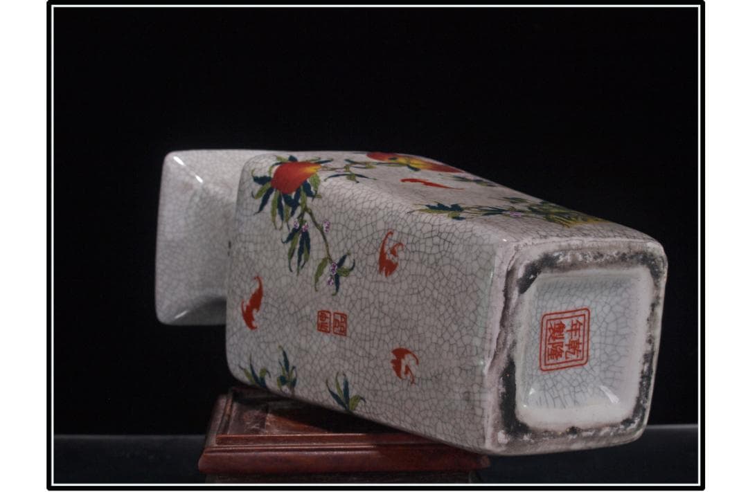 祖父蔵出品 清時代在銘手描き花瓶 美術品　激安骨董品 DE1022B14-1