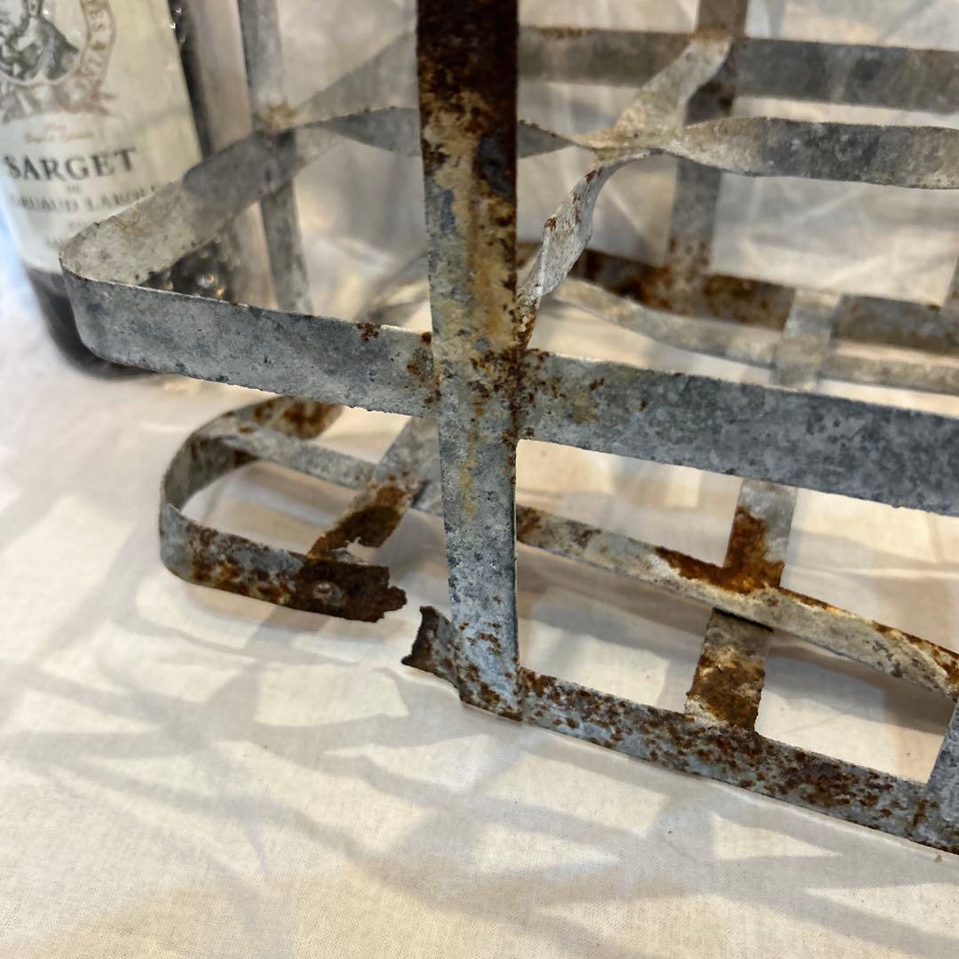 シャビー　フランスアンティーク ワインラック ワインキャリー8本 木製ハンドル