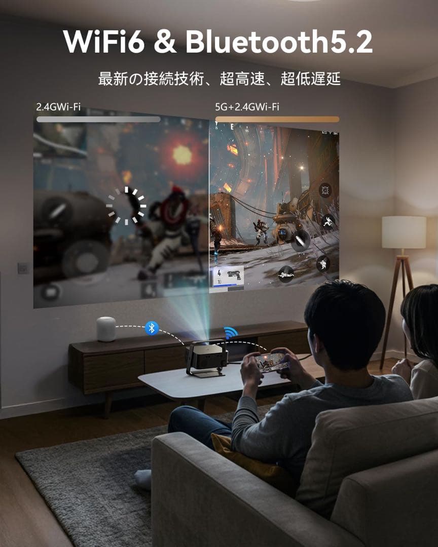 Polocshプロジェクター 1080P Netflix公式ライセンス 4K対応