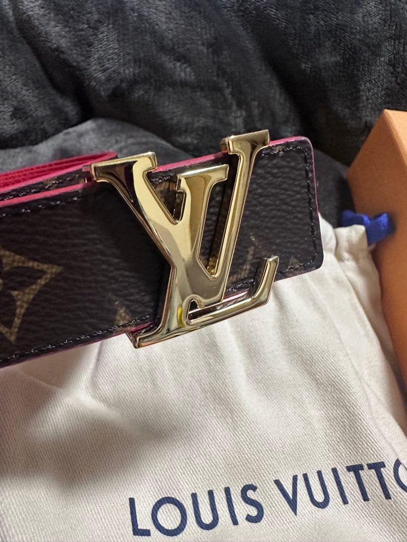 LOUIS VUITTON レザー ベルト ブラック/レッド